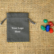 Personalized Logo Small Bags Drawstring Pouches Bottom Gold Lace Handmade Jewelry Grey Pouches – CraftJaipur